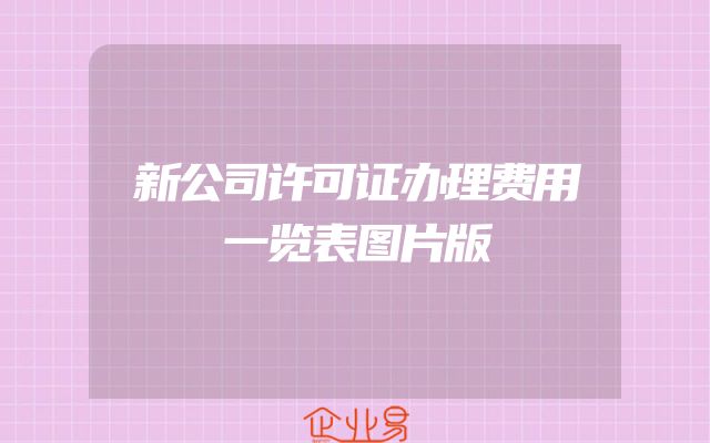 新公司许可证办理费用一览表图片版