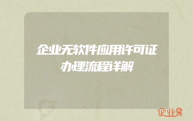 企业无软件应用许可证办理流程详解