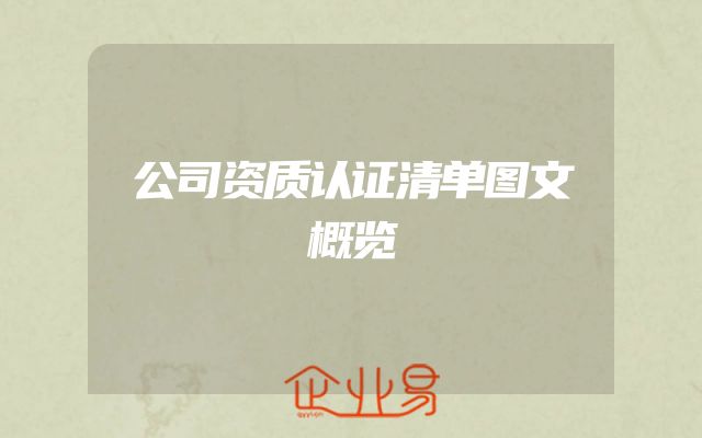 公司资质认证清单图文概览