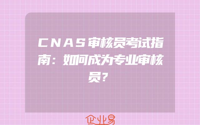 CNAS审核员考试指南：如何成为专业审核员？