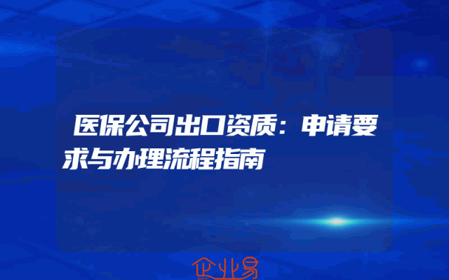 医保公司出口资质：申请要求与办理流程指南