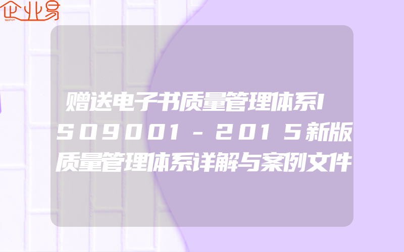 赠送电子书质量管理体系ISO9001-2015新版质量管理体系详解与案例文件汇编质量管理体系审核员培训认证教程经济管理BRS