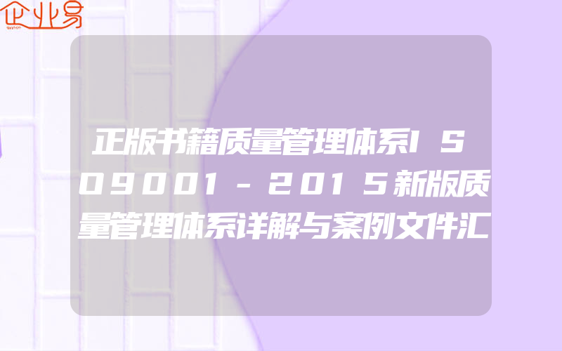 正版书籍质量管理体系ISO9001-2015新版质量管理体系详解与案例文件汇编质量管理体系审核员培训认证教程经济管理内审员教材