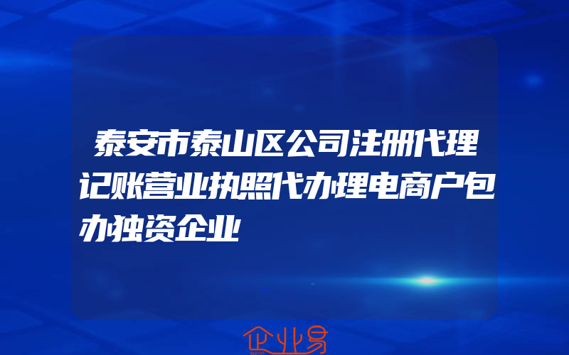 泰安市泰山区公司注册代理记账营业执照代办理电商户包办独资企业