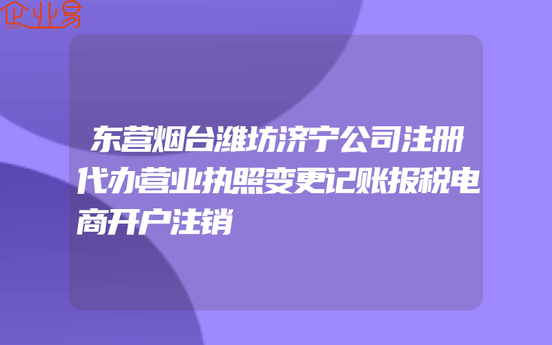 东营烟台潍坊济宁公司注册代办营业执照变更记账报税电商开户注销