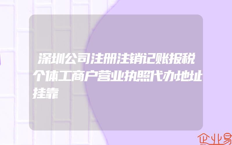 深圳公司注册注销记账报税个体工商户营业执照代办地址挂靠