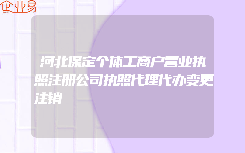 河北保定个体工商户营业执照注册公司执照代理代办变更注销