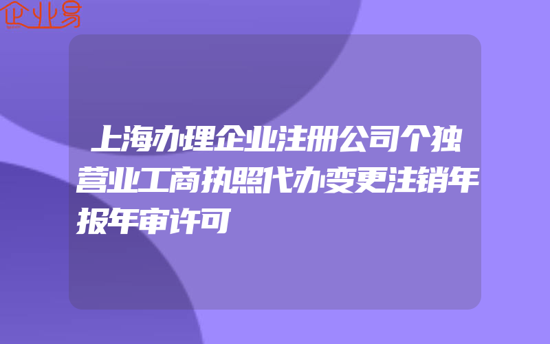 上海办理企业注册公司个独营业工商执照代办变更注销年报年审许可