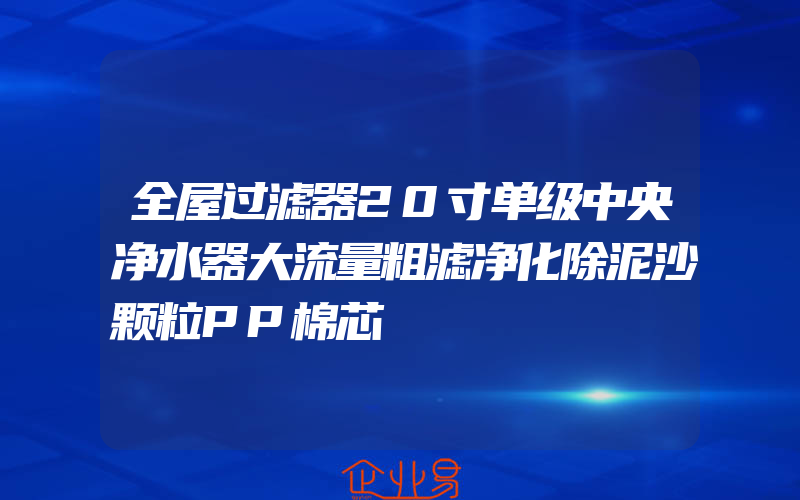 全屋过滤器20寸单级中央净水器大流量粗滤净化除泥沙颗粒PP棉芯