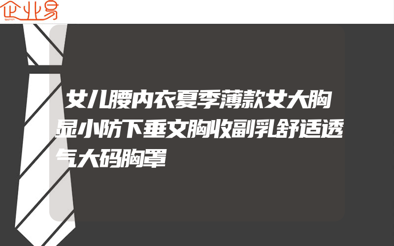 女儿腰内衣夏季薄款女大胸显小防下垂文胸收副乳舒适透气大码胸罩