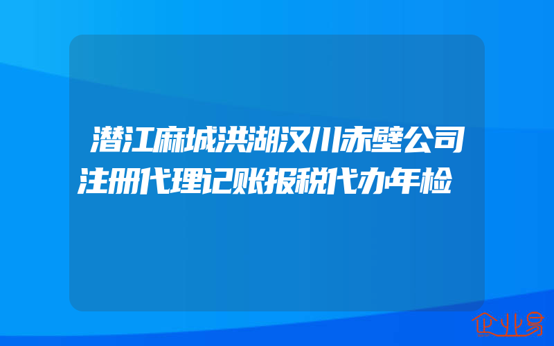 潜江麻城洪湖汉川赤壁公司注册代理记账报税代办年检