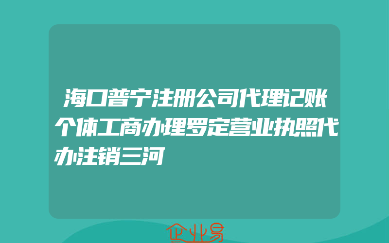 海口普宁注册公司代理记账个体工商办理罗定营业执照代办注销三河