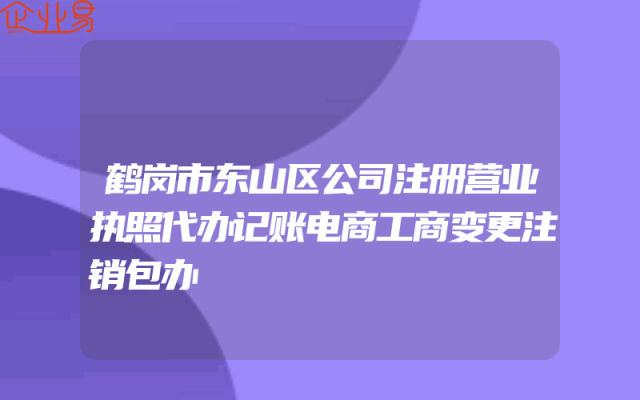 鹤岗市东山区公司注册营业执照代办记账电商工商变更注销包办