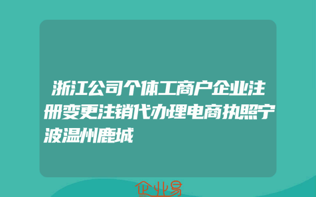 浙江公司个体工商户企业注册变更注销代办理电商执照宁波温州鹿城