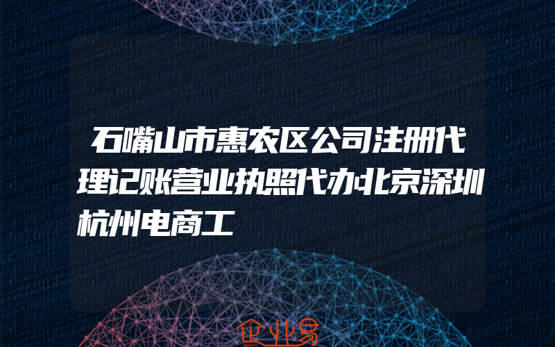 石嘴山市惠农区公司注册代理记账营业执照代办北京深圳杭州电商工