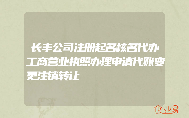 长丰公司注册起名核名代办工商营业执照办理申请代账变更注销转让