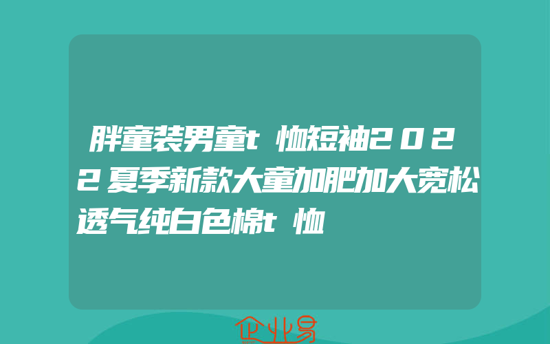 胖童装男童t恤短袖2022夏季新款大童加肥加大宽松透气纯白色棉t恤