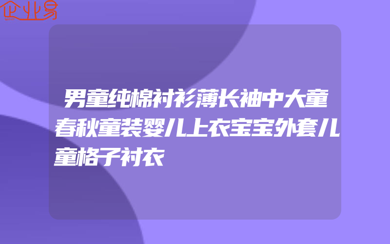 男童纯棉衬衫薄长袖中大童春秋童装婴儿上衣宝宝外套儿童格子衬衣