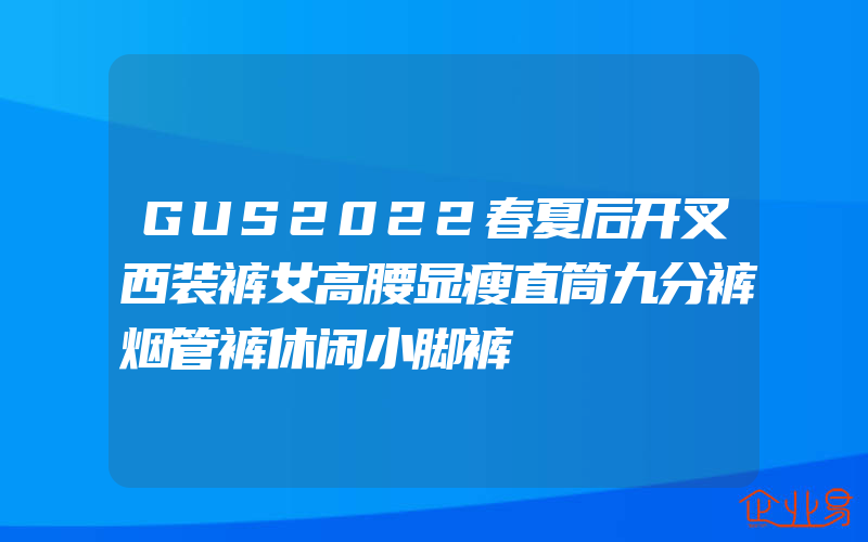 GUS2022春夏后开叉西装裤女高腰显瘦直筒九分裤烟管裤休闲小脚裤