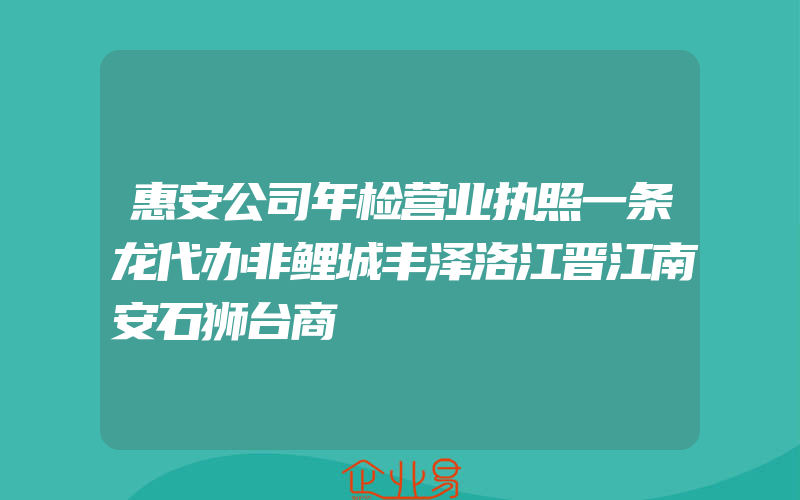 惠安公司年检营业执照一条龙代办非鲤城丰泽洛江晋江南安石狮台商