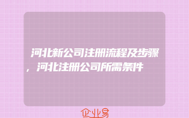 河北新公司注册流程及步骤,河北注册公司所需条件