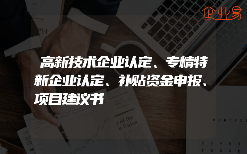 高新技术企业认定、专精特新企业认定、补贴资金申报、项目建议书