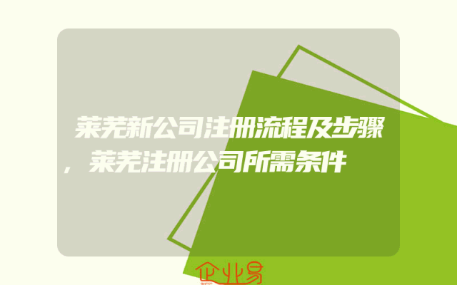 莱芜新公司注册流程及步骤,莱芜注册公司所需条件
