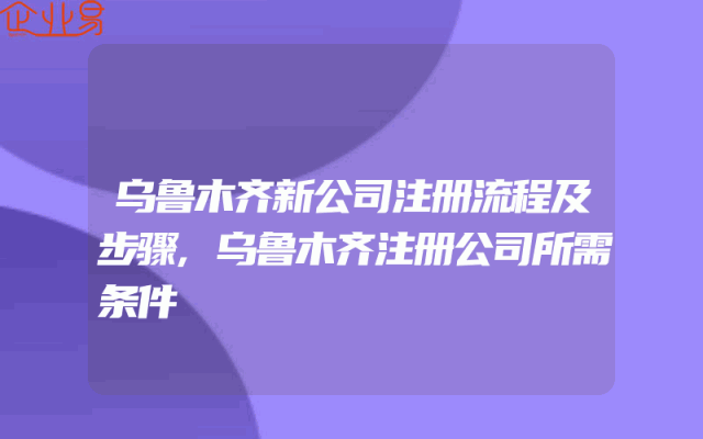 乌鲁木齐新公司注册流程及步骤,乌鲁木齐注册公司所需条件