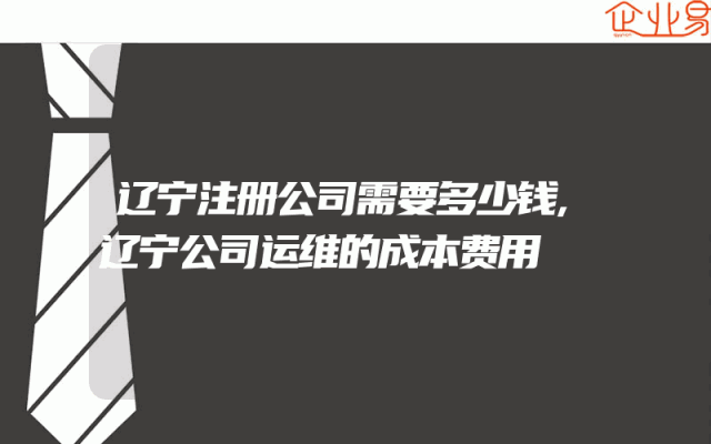 辽宁注册公司需要多少钱,辽宁公司运维的成本费用