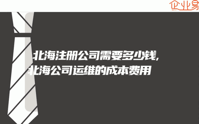 北海注册公司需要多少钱,北海公司运维的成本费用