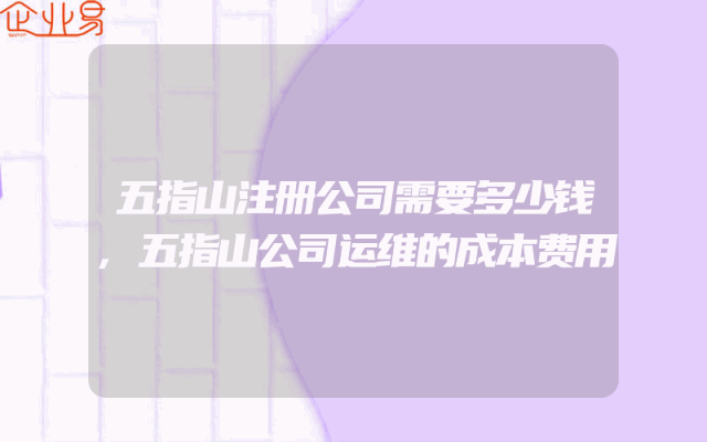 五指山注册公司需要多少钱,五指山公司运维的成本费用
