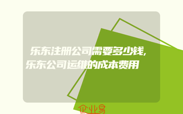 乐东注册公司需要多少钱,乐东公司运维的成本费用