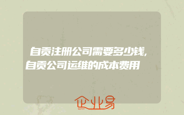 自贡注册公司需要多少钱,自贡公司运维的成本费用
