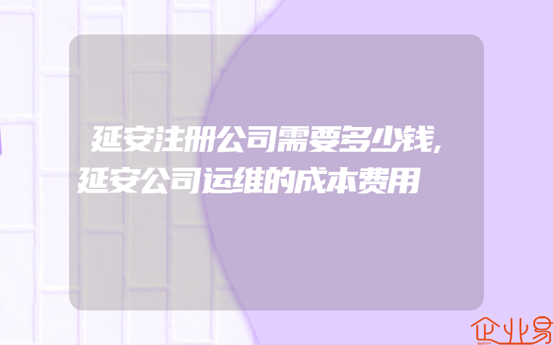 延安注册公司需要多少钱,延安公司运维的成本费用