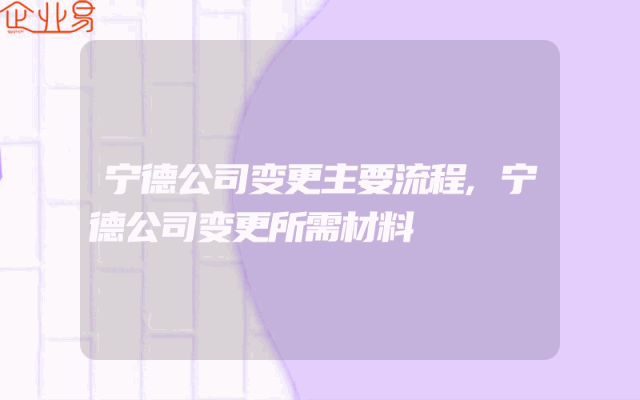 宁德公司变更主要流程,宁德公司变更所需材料