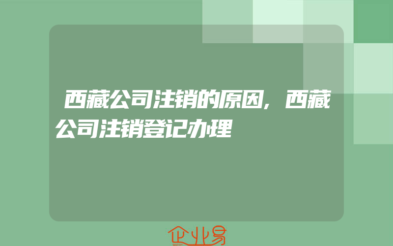 西藏公司注销的原因,西藏公司注销登记办理