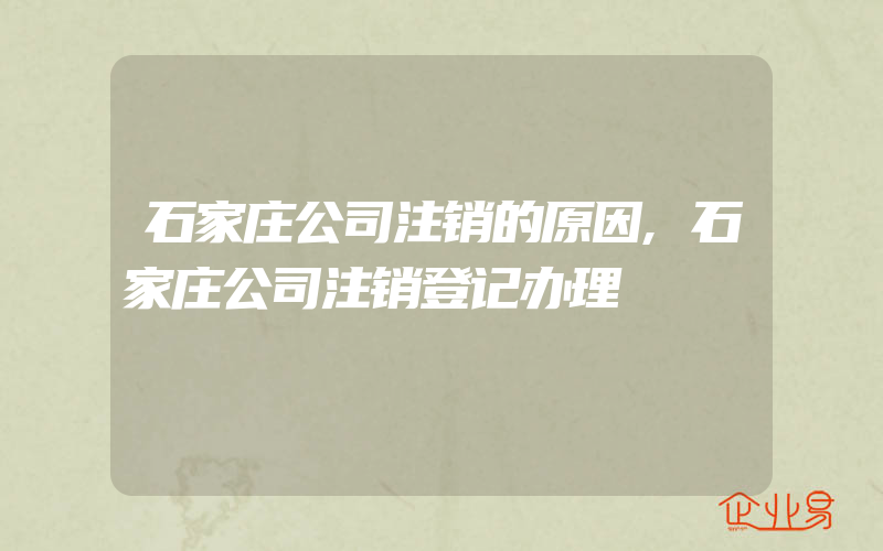 石家庄公司注销的原因,石家庄公司注销登记办理