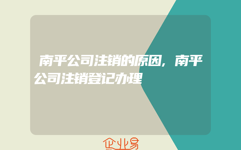 南平公司注销的原因,南平公司注销登记办理