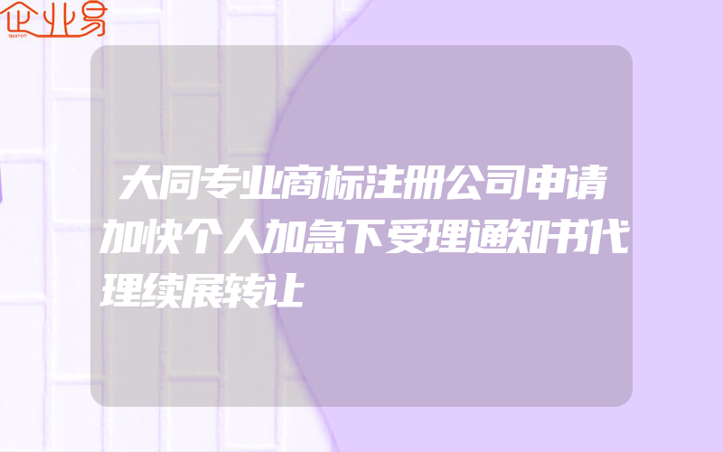 大同专业商标注册公司申请加快个人加急下受理通知书代理续展转让