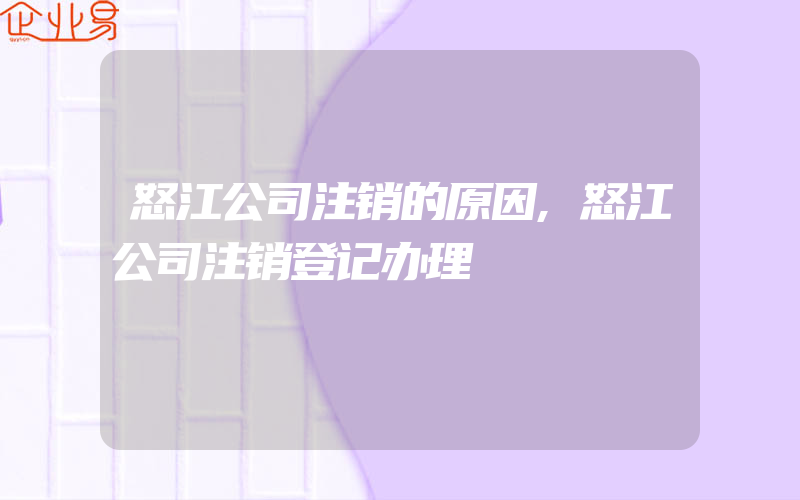 怒江公司注销的原因,怒江公司注销登记办理