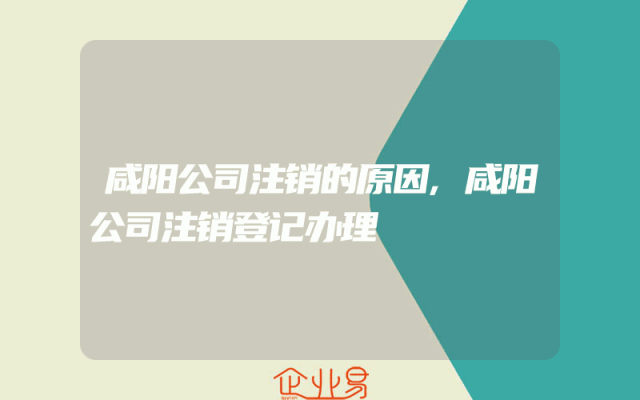 咸阳公司注销的原因,咸阳公司注销登记办理