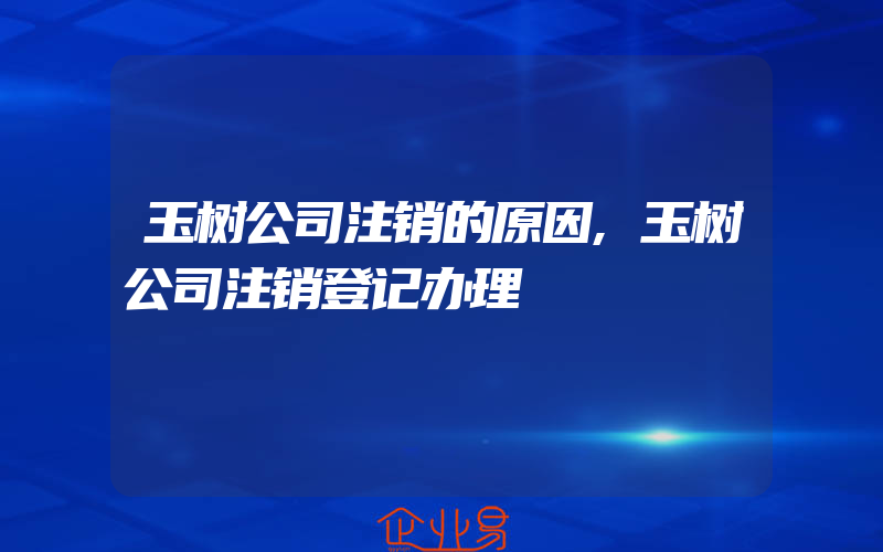 玉树公司注销的原因,玉树公司注销登记办理