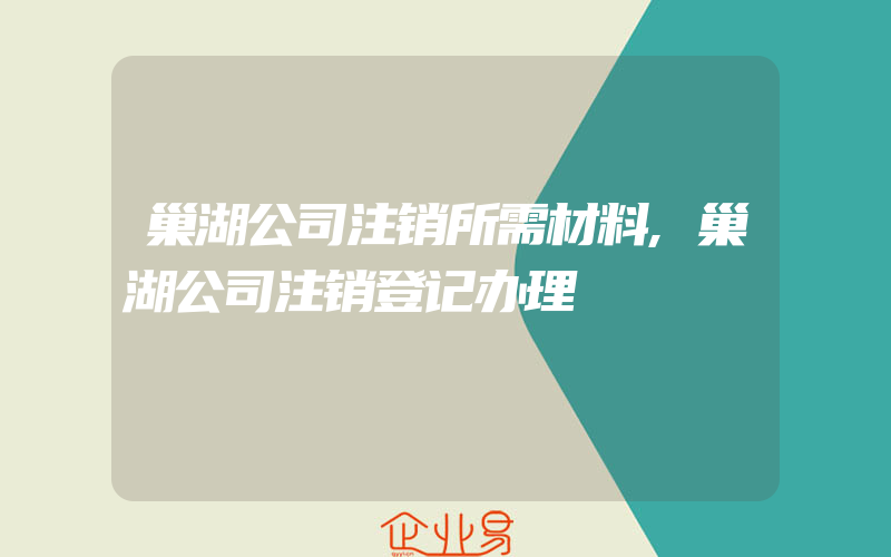 巢湖公司注销所需材料,巢湖公司注销登记办理