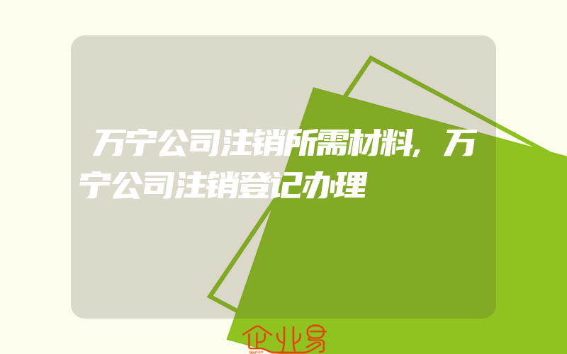 万宁公司注销所需材料,万宁公司注销登记办理