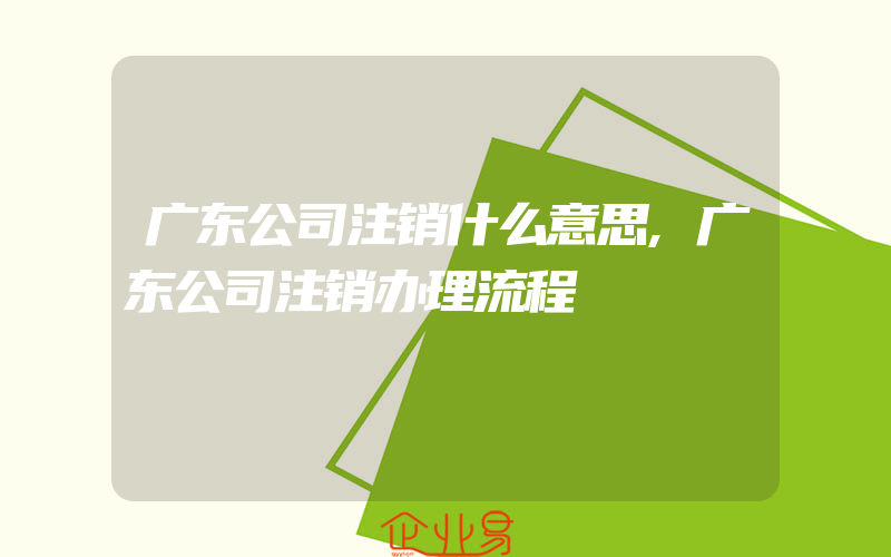 广东公司注销什么意思,广东公司注销办理流程