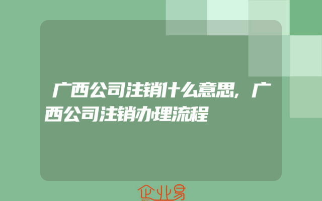 广西公司注销什么意思,广西公司注销办理流程