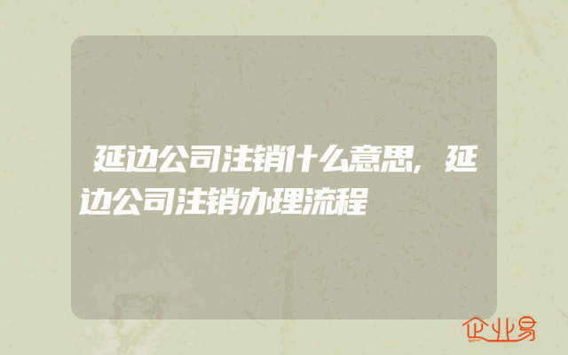 延边公司注销什么意思,延边公司注销办理流程