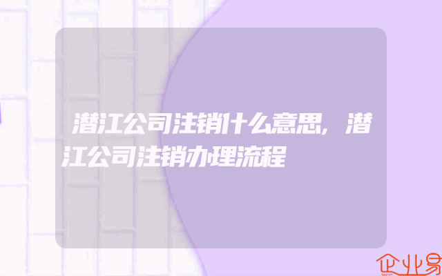 潜江公司注销什么意思,潜江公司注销办理流程