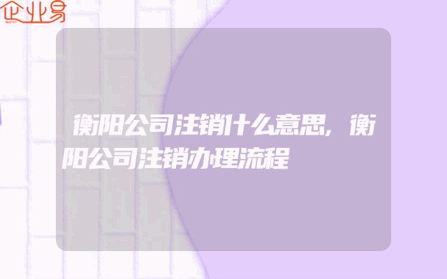 衡阳公司注销什么意思,衡阳公司注销办理流程