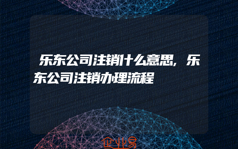 乐东公司注销什么意思,乐东公司注销办理流程